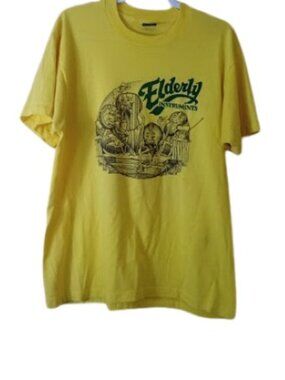 Vintage Screen Stars Best Mens Elderly Instruments Graphic T-Shirt Tee Yellow XL
